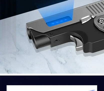 Windproof Gas-Electric Plasma Lighter – USB Type-C Rechargeable Folding Gun-Shaped Torch