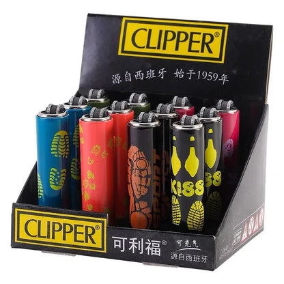 Metal Clipper-Style Butane Lighter – Sand Wheel Igniter (12-Pack)