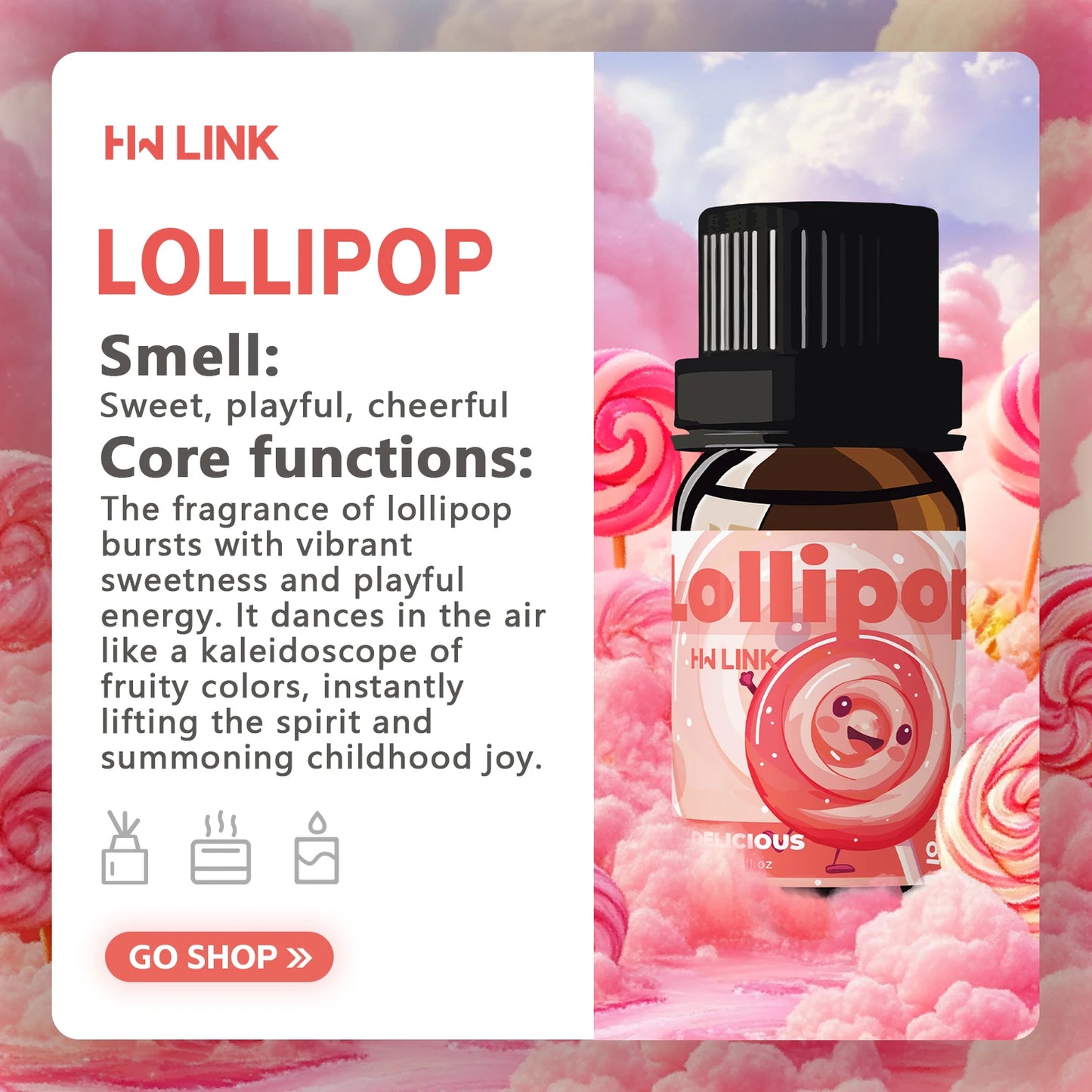 10ml Lollipop Fragrance Oil – Sweet Long-Lasting Scent for Diffusers, Candles & Soap Making