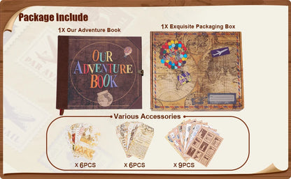 Our Adventure Book – 146-Page Retro Travel Diary & DIY Photo Album Scrapbook