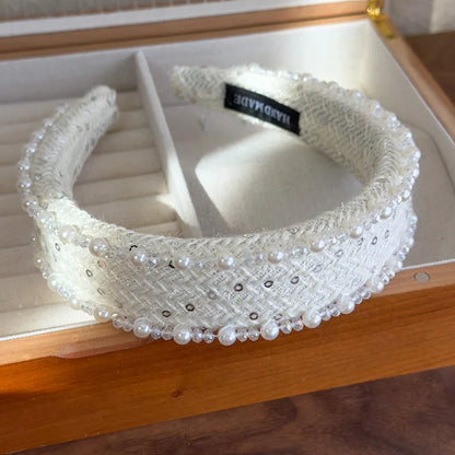 Retro Rose Pearl & Crystal Headband