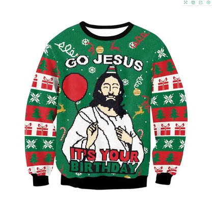 3D Funny Christmas Sweater – Green Holiday Jumper for Party & Festive Wear