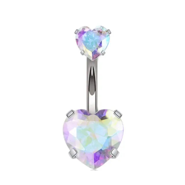 Heart-Shaped Navel Ring – Water Drop Belly Button Piercing Jewelry (14G)