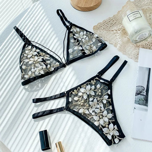 Lace Bralette Set – Seamless Backless Bra & Brief Lingerie