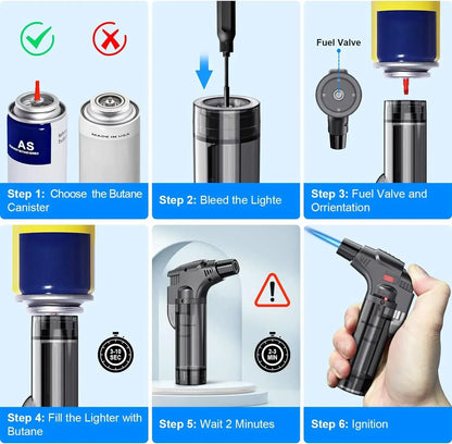 8-Pack Torch Lighters – Windproof Butane Gas Flame Gadgets for Kitchen & Outdoor Use (2025 New)