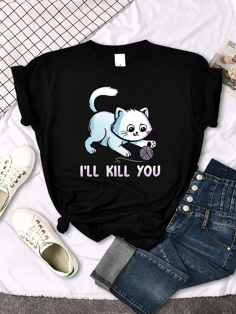 Mona Lisa Funny Cat T-Shirt – Oversized Art Print Crewneck Tee for Women
