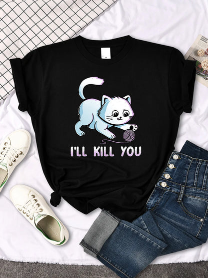 Mona Lisa Funny Cat T-Shirt – Oversized Art Print Crewneck Tee for Women