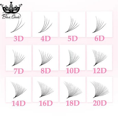Premade Volume Lash Fans – 3D–20D D Curl (8–15mm)