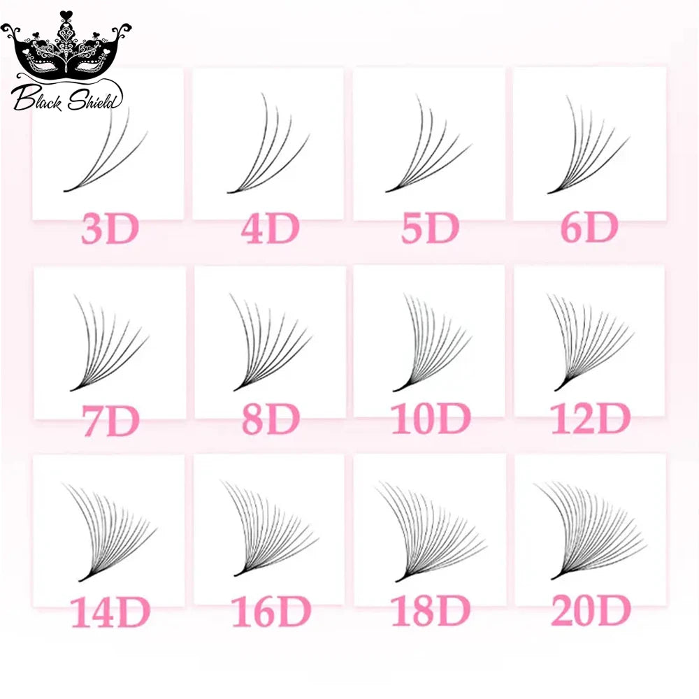 Premade Volume Lash Fans – 3D–20D C Curl (8–15mm)