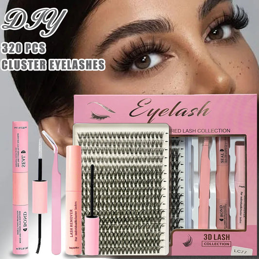 320PCS Waterproof DIY Lash Extension Kit (Mixed Clusters)