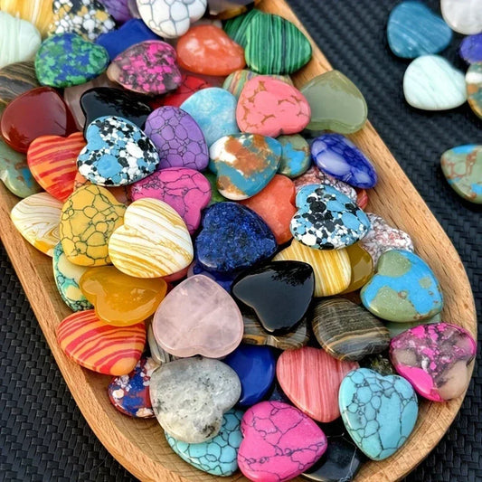 Heart-Shaped Natural Crystal Stones – Amethyst, Agate & Mineral Healing Specimens (10/20/30PCS, 20mm)