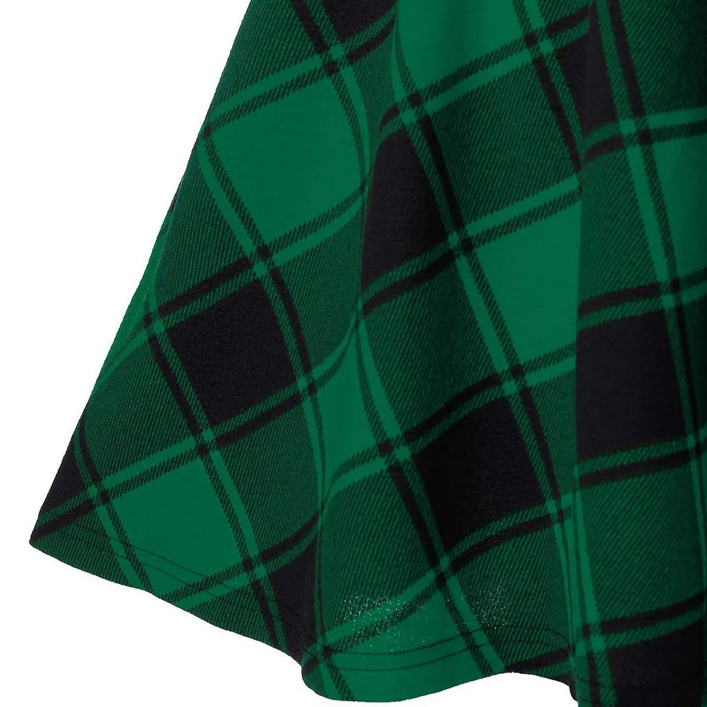 Black Checkered Pleated Gothic Mini Skirt – Punk Plaid Lace-Up Clubwear