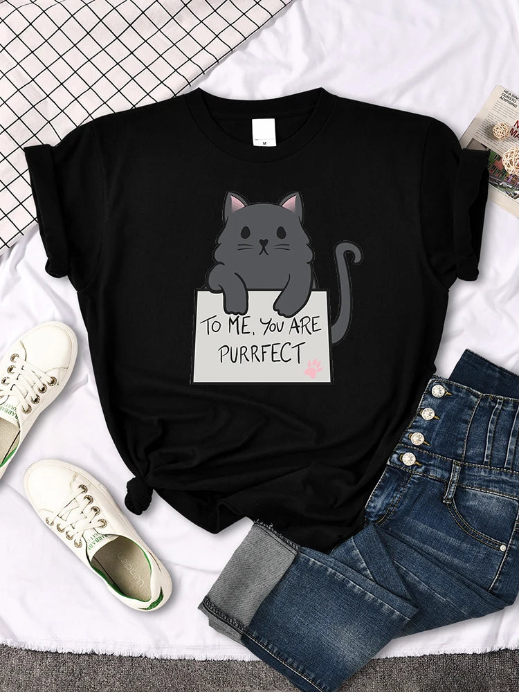 Mona Lisa Funny Cat T-Shirt – Oversized Art Print Crewneck Tee for Women