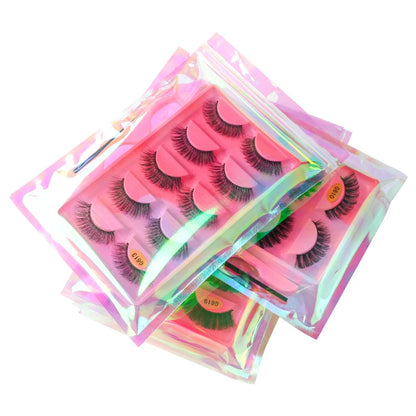 False Eyelash Kit – 3/5 Pairs Fluffy Mink Lashes with Tweezer & Brush