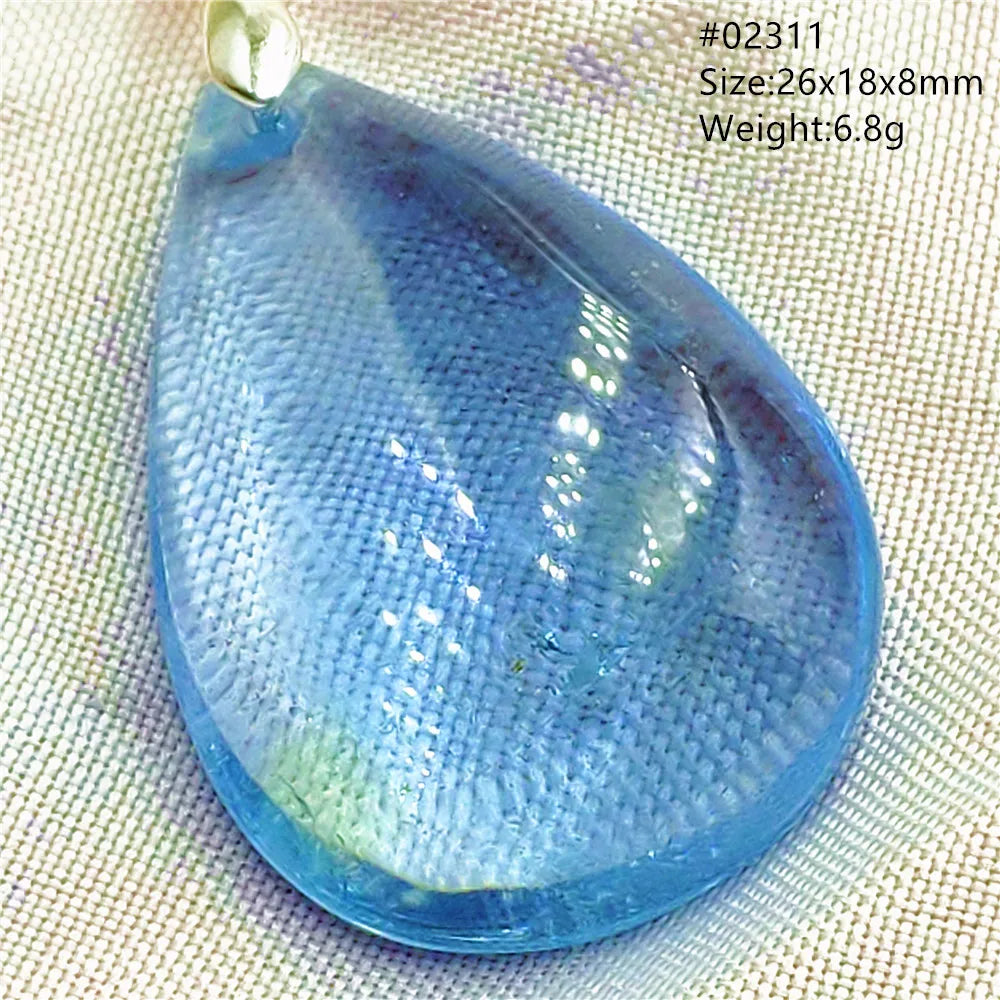 Natural Blue Topaz Quartz Pendant Necklace – Oval Healing Stone Jewelry