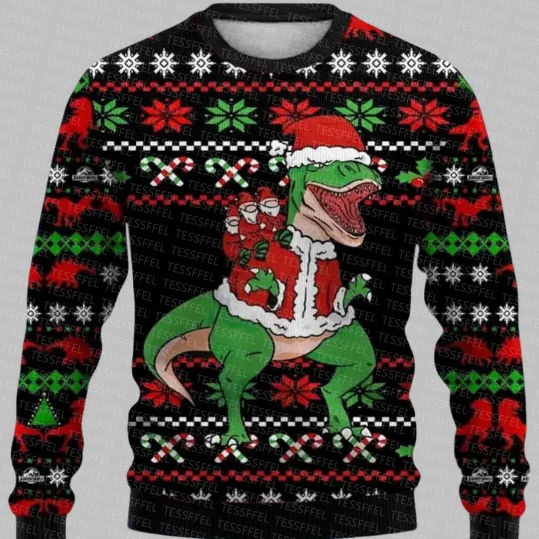 3D Christmas Cosplay Ugly Sweater – Santa, Jesus & Anime Print Holiday Pullover