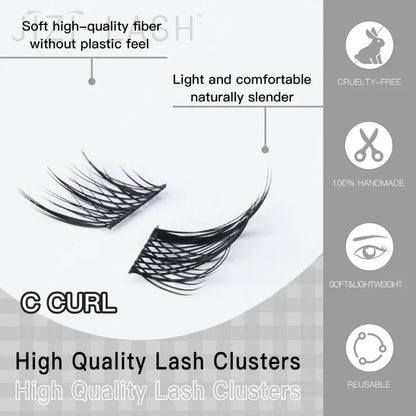 Individual Cluster Eyelashes – C Curl, 3D Mink Style, Wispy &amp; Fluffy