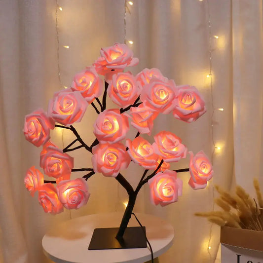 24-LED Rose Tree Table Lamp – Fairy Flower Night Light