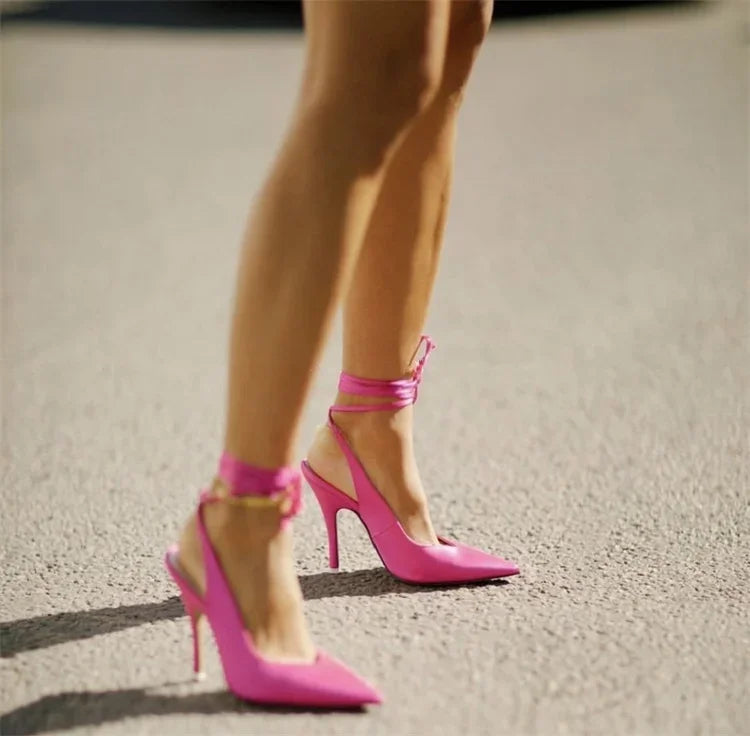 Pointed Toe Ankle Strap Party Heels