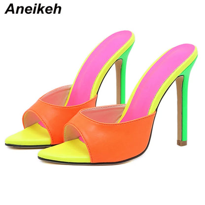 Pointed Toe Mule High Heel Sandals