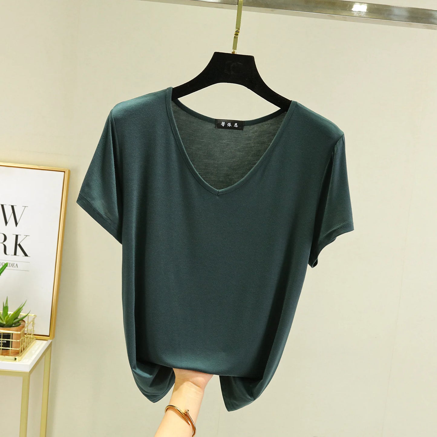 Women's Modal V-Neck Loose Fit T-Shirt