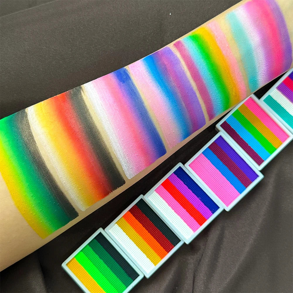 UV Glow-in-the-Dark Rainbow Face & Body Paint – Fluorescent Neon Makeup for Parties & Festivals