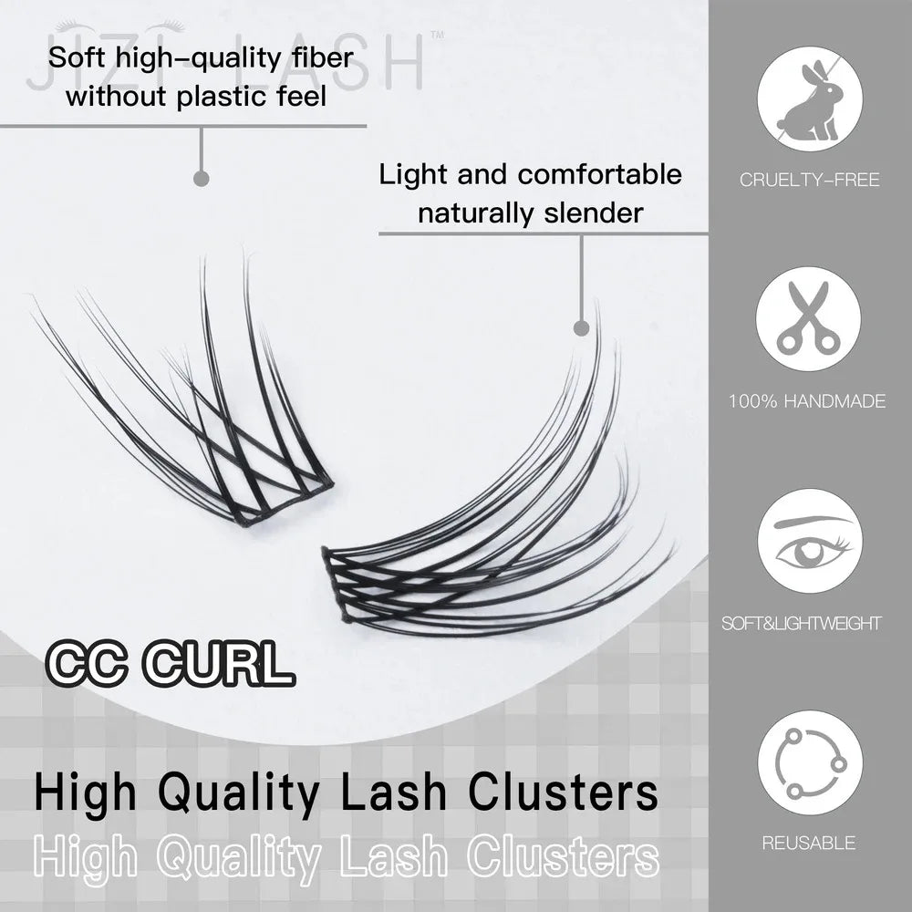 10 Rows Wispy Individual Cluster Lashes – CC Curl (12mm)