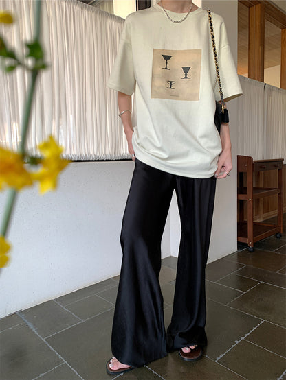 Satin Wide-Leg Pants – Elegant Korean Fashion Summer Trousers
