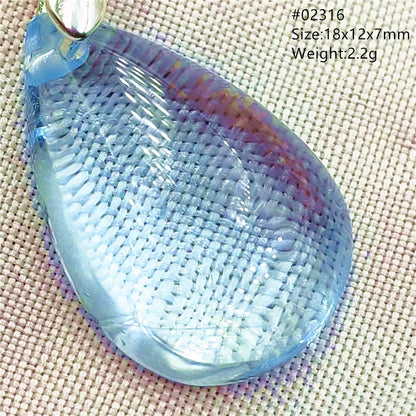 Natural Blue Topaz Quartz Pendant Necklace – Oval Healing Stone Jewelry