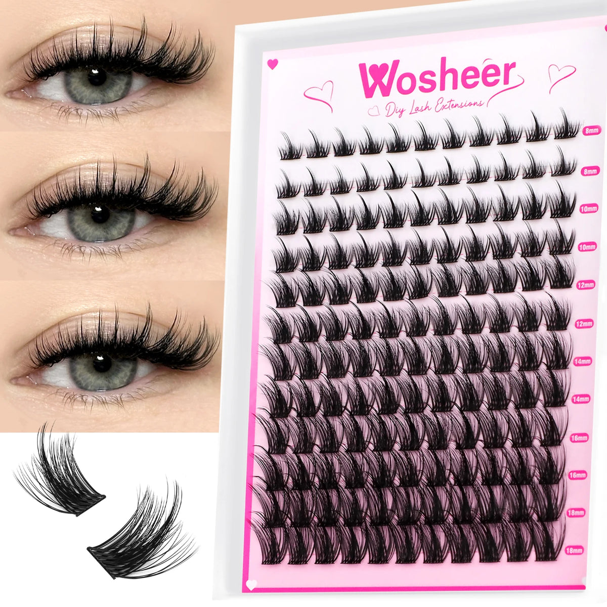 Fluffy Lash Clusters Kit – 100D Wispy Individual Eyelash Extensions (8–18mm)