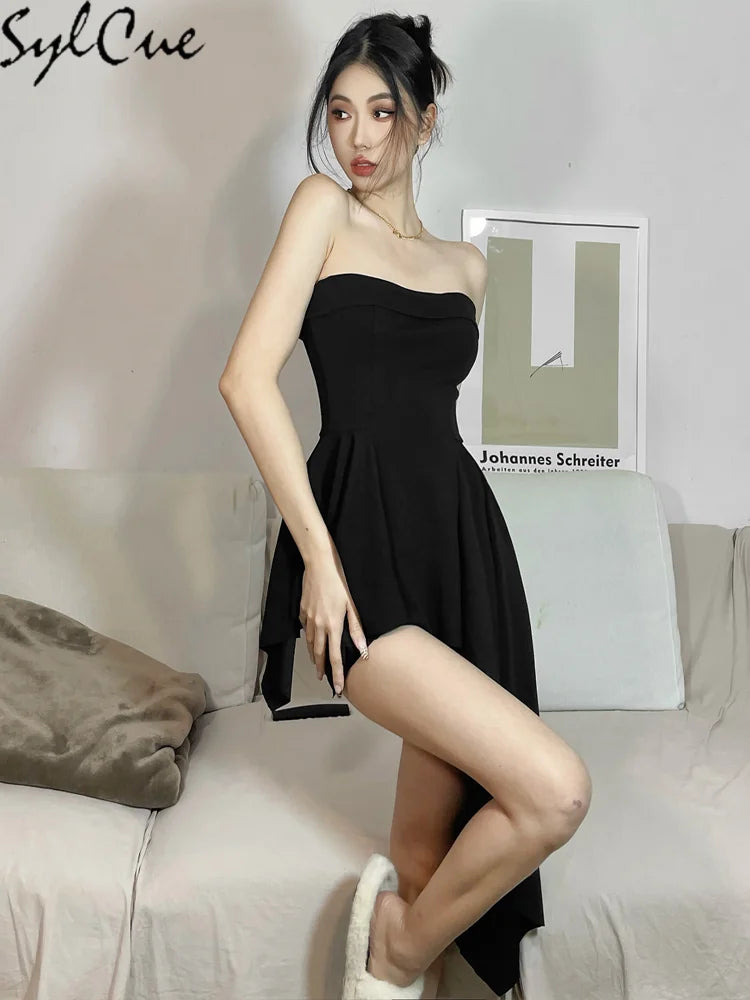 Black Strapless Mini Dress – Elegant Slim Party Tube Dress