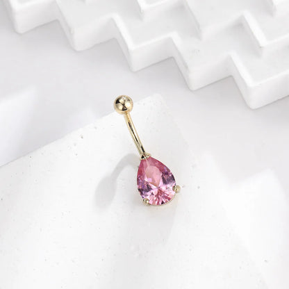 Heart-Shaped Navel Ring – Water Drop Belly Button Piercing Jewelry (14G)