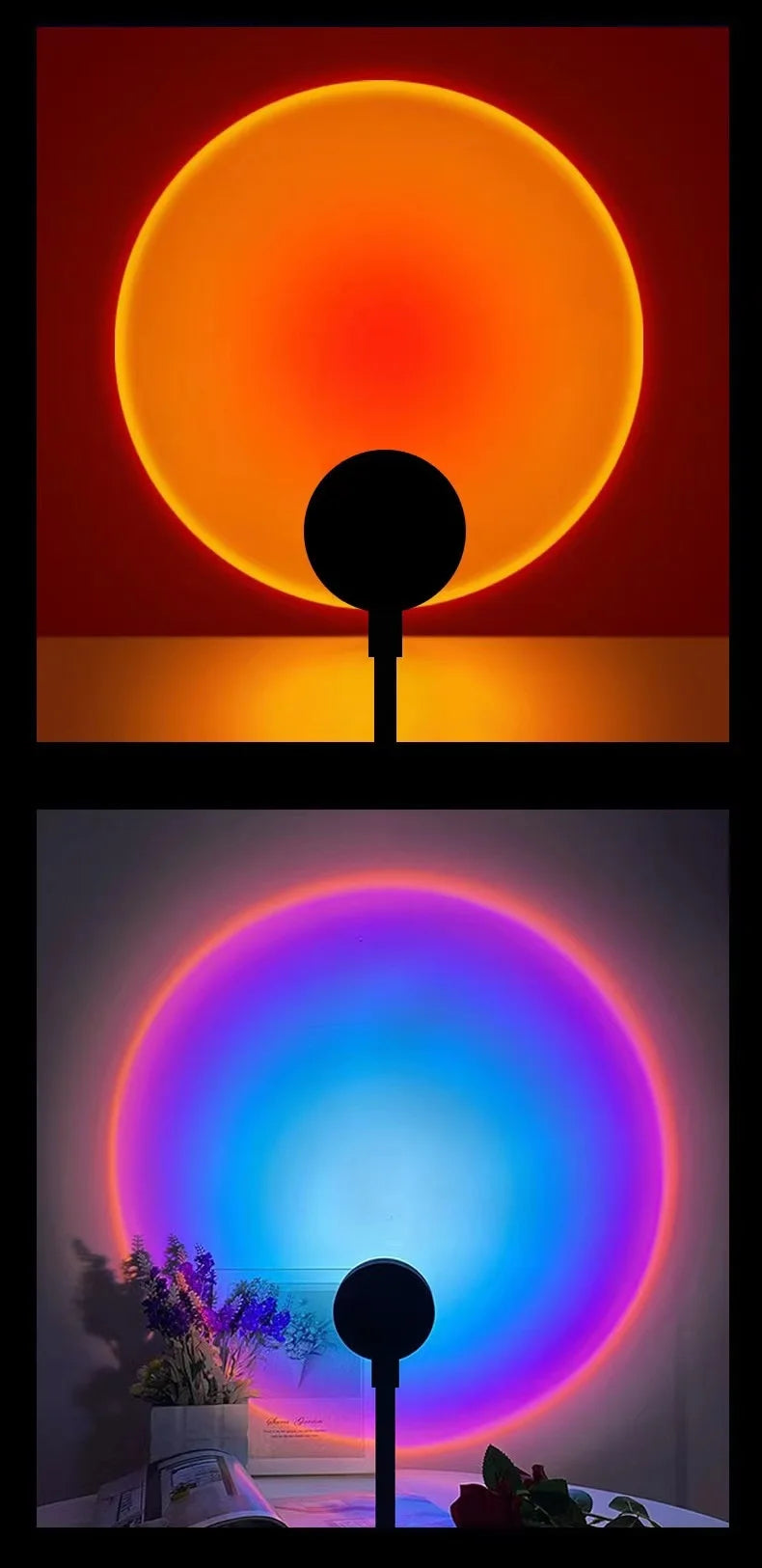 Sunset Lamp LED USB Rainbow Projector – Neon Night Light for Bedroom & Photography