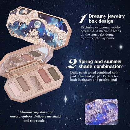 Moonlight Mermaid Eyeshadow Palette – 5-Color Matte & Shimmer Chameleon Finish