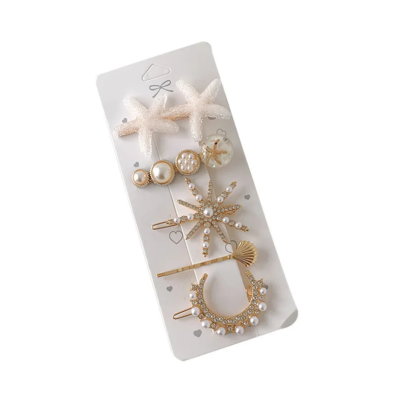 Handmade Pearl & Rhinestone Hairpin Set – Elegant Barrettes for Women