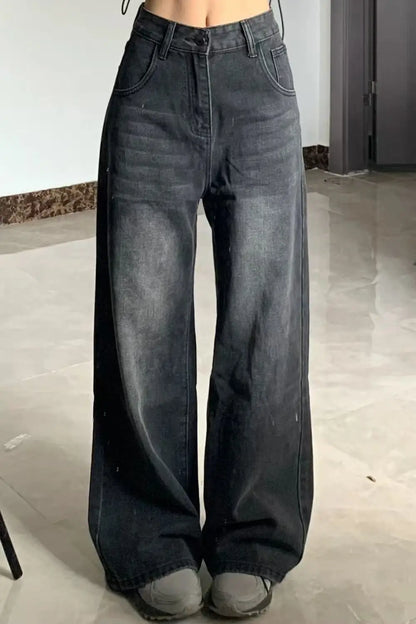 Y2K Gothic Cargo Pants – Wide-Leg Streetwear Trousers with Red Floral Graffiti Print