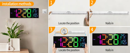 16" RGB LED Digital Wall Clock