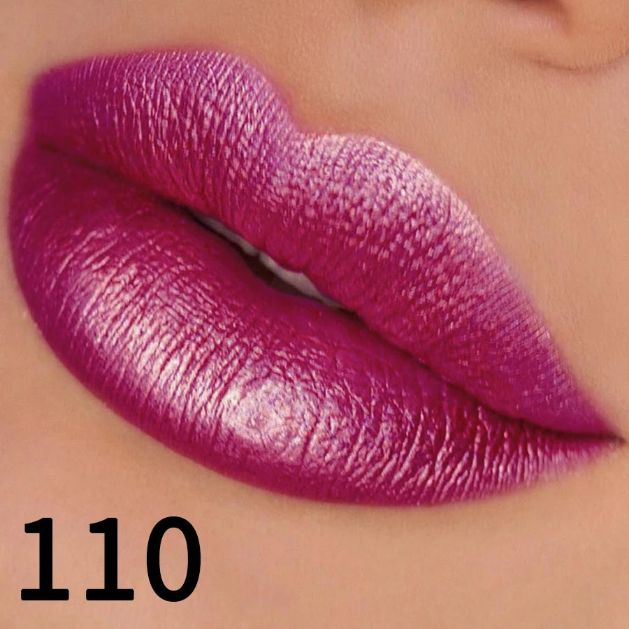 19-Color Glitter Lipstick Collection – Hydrating, Sparkling Metallic Lip Tints