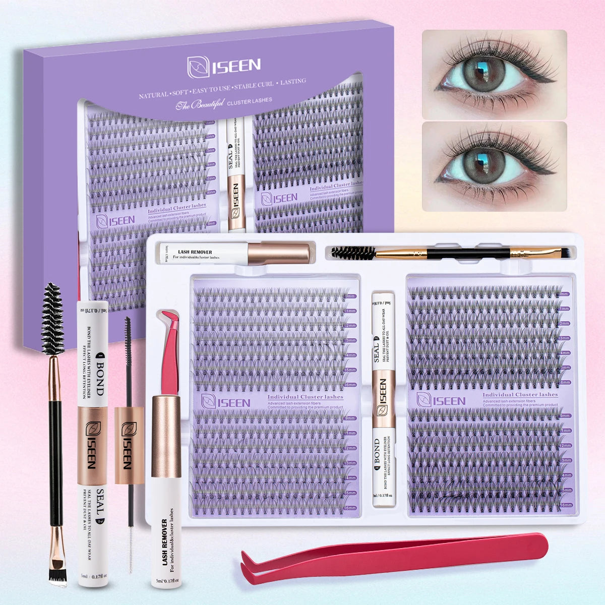DIY Eyelash Extension Kit – Complete Cluster Lash Set with Bond, Seal & Tools