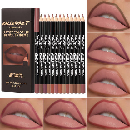 12pcs Matte Silky Lip Liner Set ✨
