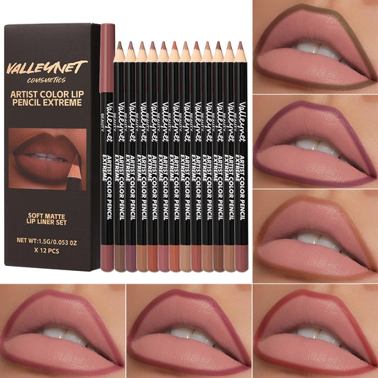 12pcs Matte Silky Lip Liner Set ✨