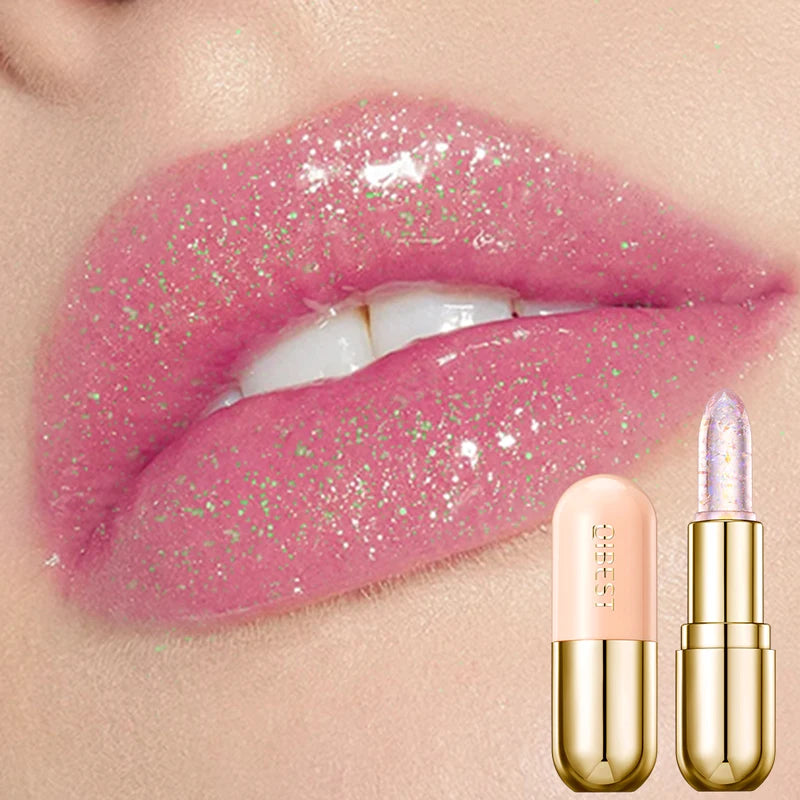 Glitter Crystal Jelly Lipstick – Color-Changing Moisturizing Lip Tint Balm