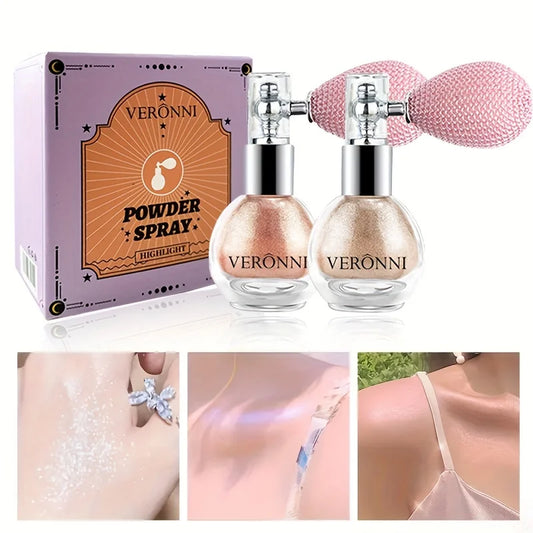 6-Color Diamond Highlighter Powder Spray – Waterproof Glitter Body & Face Bronzer (63.6g)