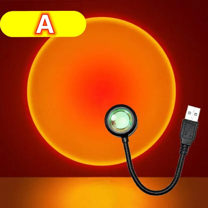 Sunset Lamp LED USB Rainbow Projector – Neon Night Light for Bedroom & Photography