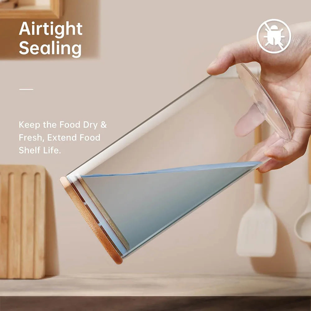 Square Glass Storage Jar with Bamboo Lid