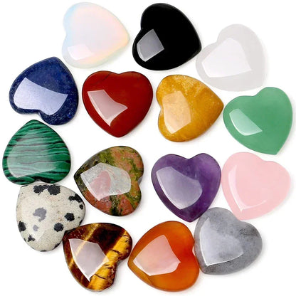 Heart-Shaped Natural Crystal Stones – Amethyst, Agate & Mineral Healing Specimens (10/20/30PCS, 20mm)