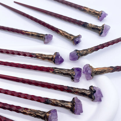 19cm Amethyst Crystal Wand – Natural Stone Witchcraft Scepter for Reiki Healing & Décor