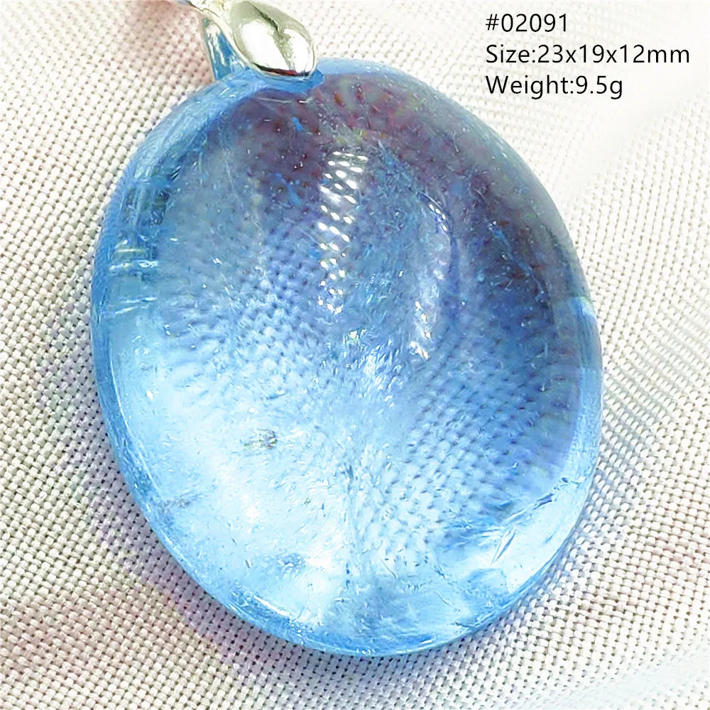 Natural Blue Topaz Quartz Pendant Necklace – Oval Healing Stone Jewelry