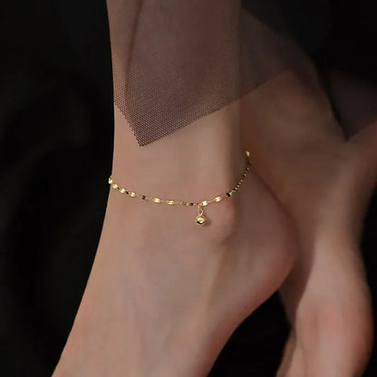 Minimalist Silver Bead Anklet – Women’s Summer Beach Flat Chain Bracelet
