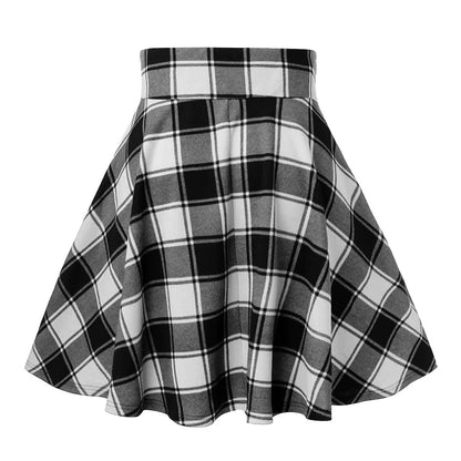 Black Checkered Pleated Gothic Mini Skirt – Punk Plaid Lace-Up Clubwear